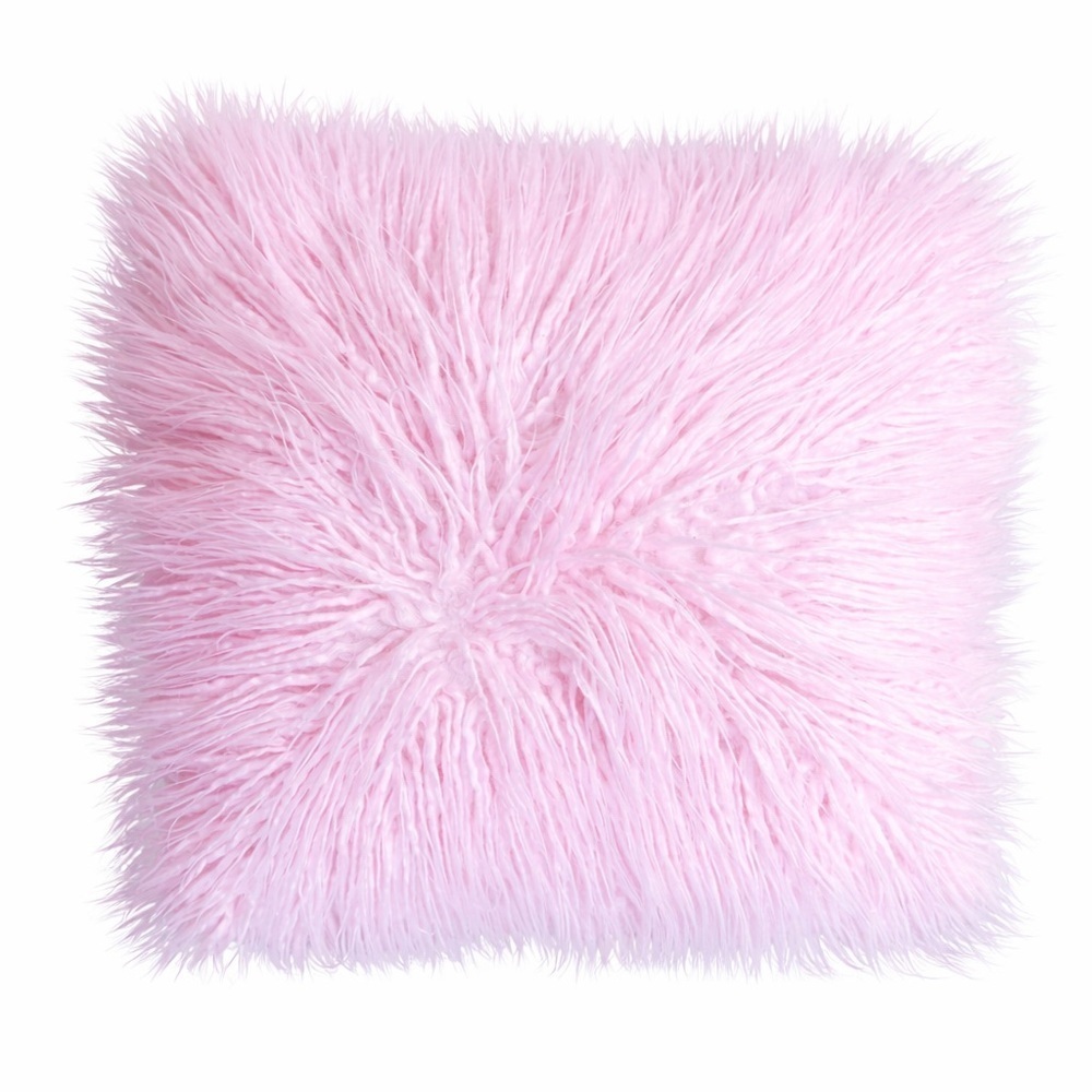 Fluffy Shag Pink Throw Pillow